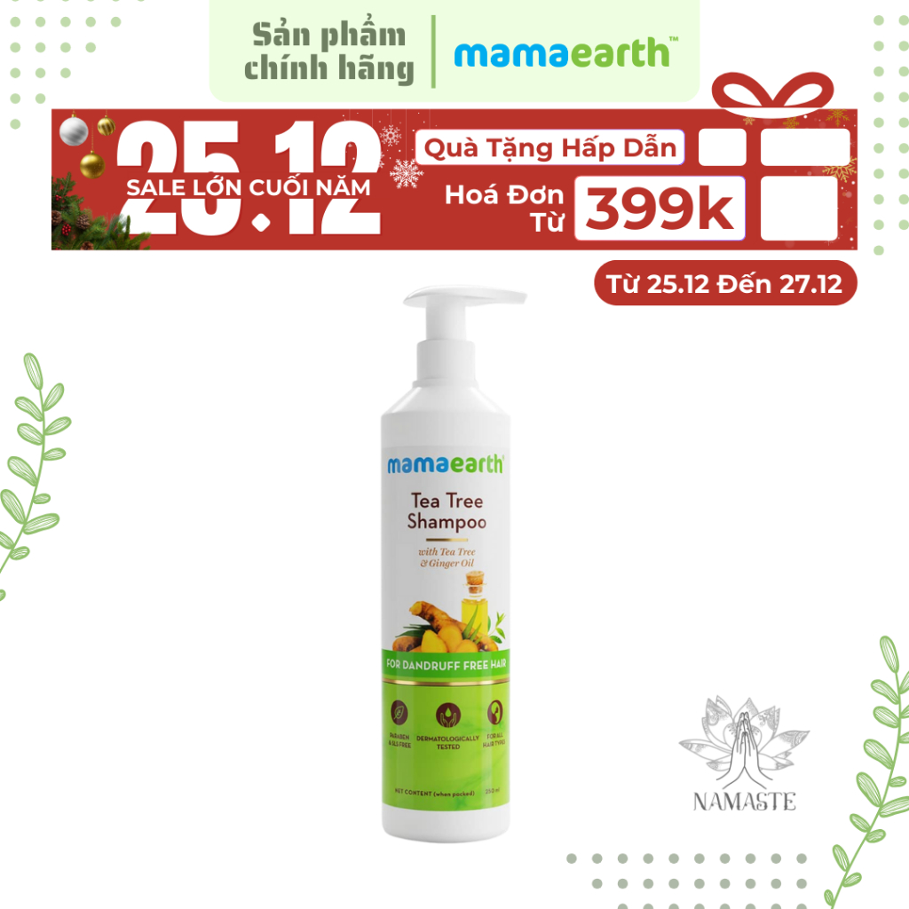 Dầu Gội Giảm Gàu Kiểm Soát Dầu Mamaearth 250ml Từ Tràm Trà Và Gừng Giảm Ngứa Và Làm Dịu Da Đầu Giúp Tóc Chắc Khoẻ