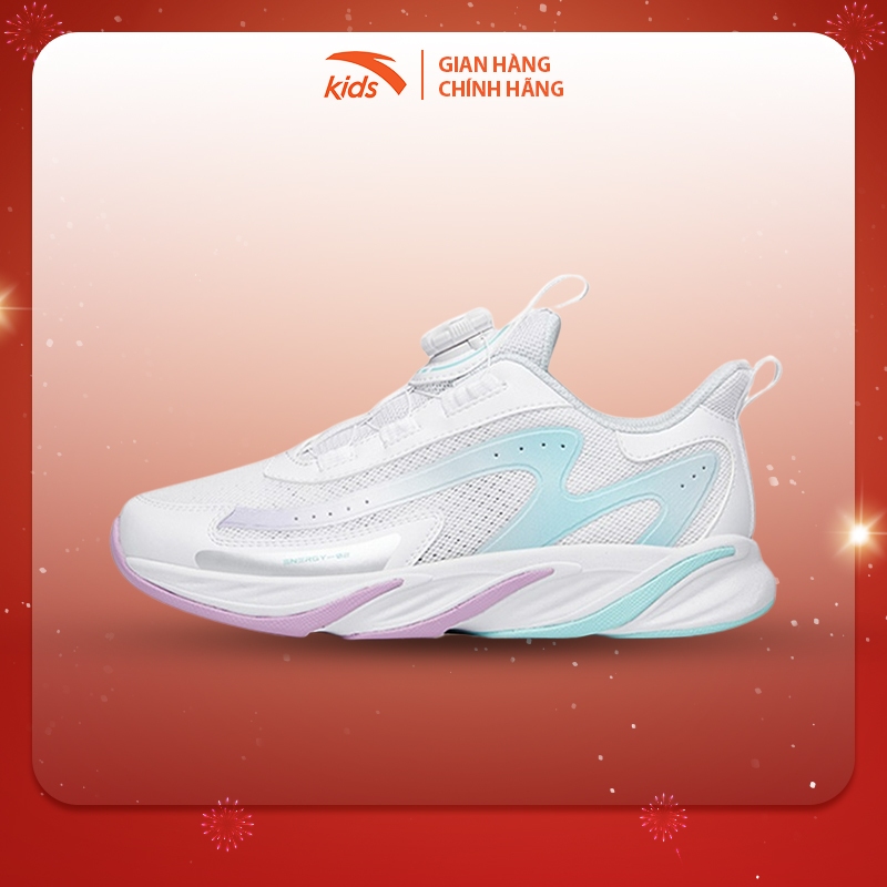 Giày chạy bộ bé gái Anta Kids 322235512 dòng running thiết kế khóa habu không dây buộc thông minh bé vận động an toàn