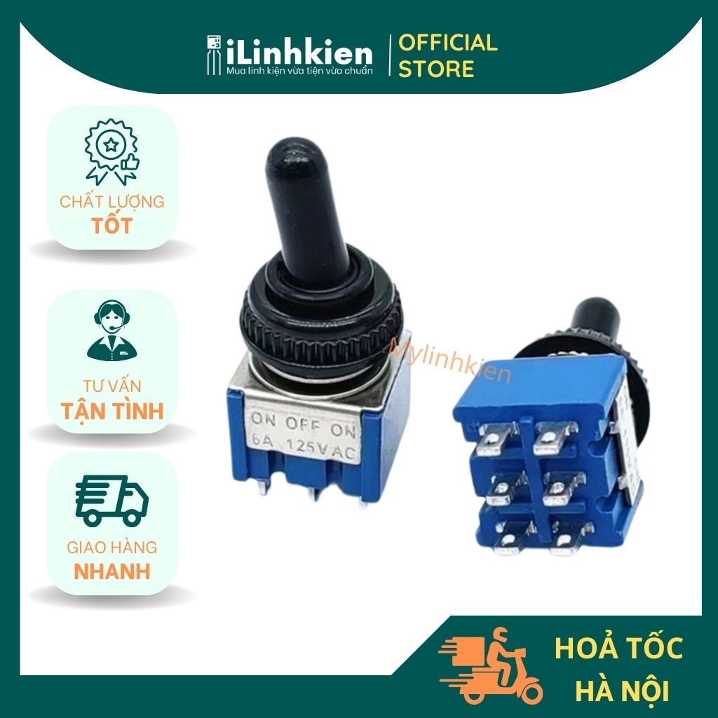 Công tắc gạt MTS-102 3A 250V xanh 3 chân 2 chế độ chất lượng cao.