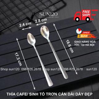 Muỗng cà phê inox cán trơn dày đẹp sáng bóng Sun - Thìa Sinh Tố inox cán dài