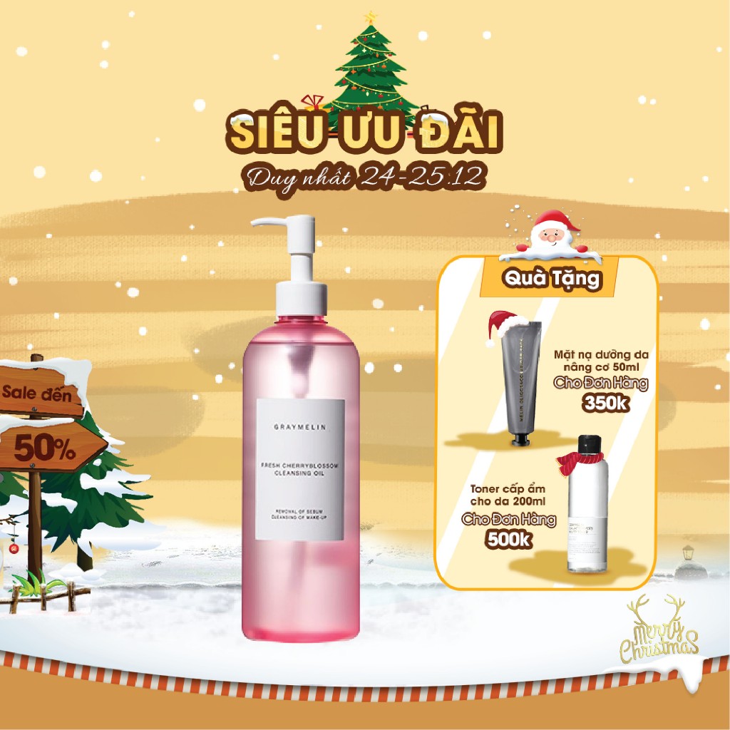 Dầu Tẩy Trang Hoa Anh Đào Cho Da Khô Graymelin Fresh Cherryblossom Cleansing Oil 400ml