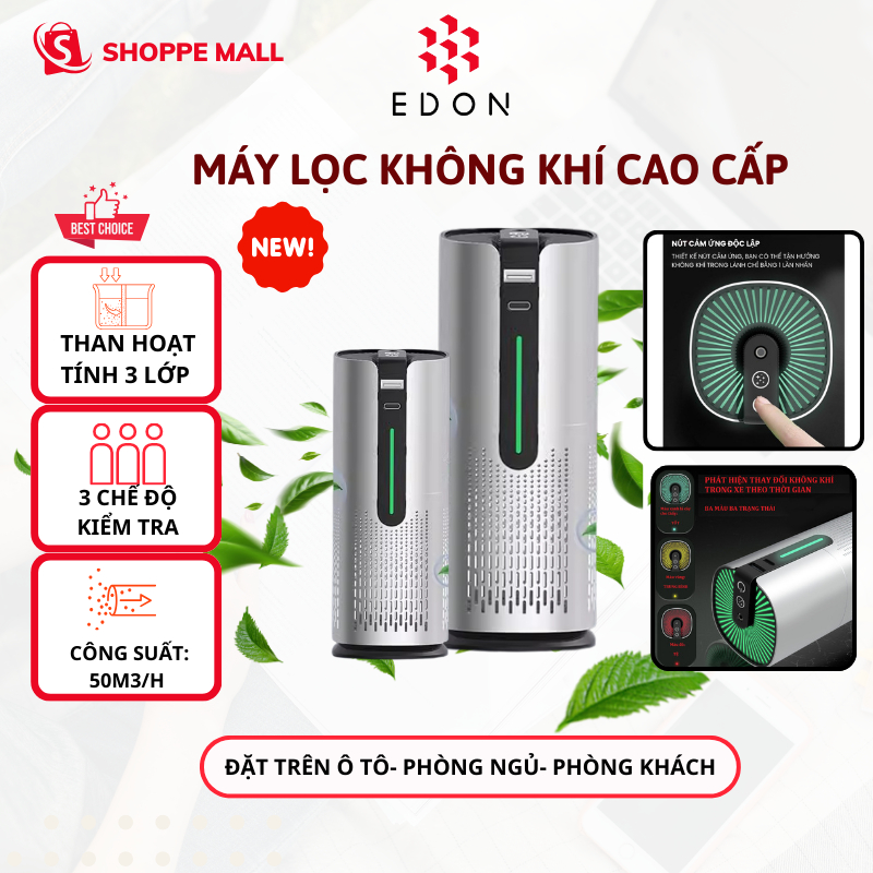 Máy Lọc Không Khí Ô Tô-Phòng Nhỏ DELADEP, Lọc Ion Âm Bộ Lọc Than Hoạt Tính Loại Bỏ Mùi Hôi Khói