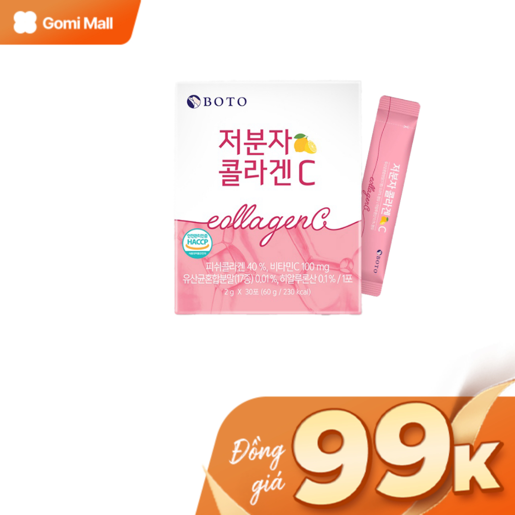 Bột uống trắng da BOTO LOW MOLECULAR COLLAGEN C bổ sung collagen Vitamin C chống lão hoá (2g x 30 gói) Gomi Mall