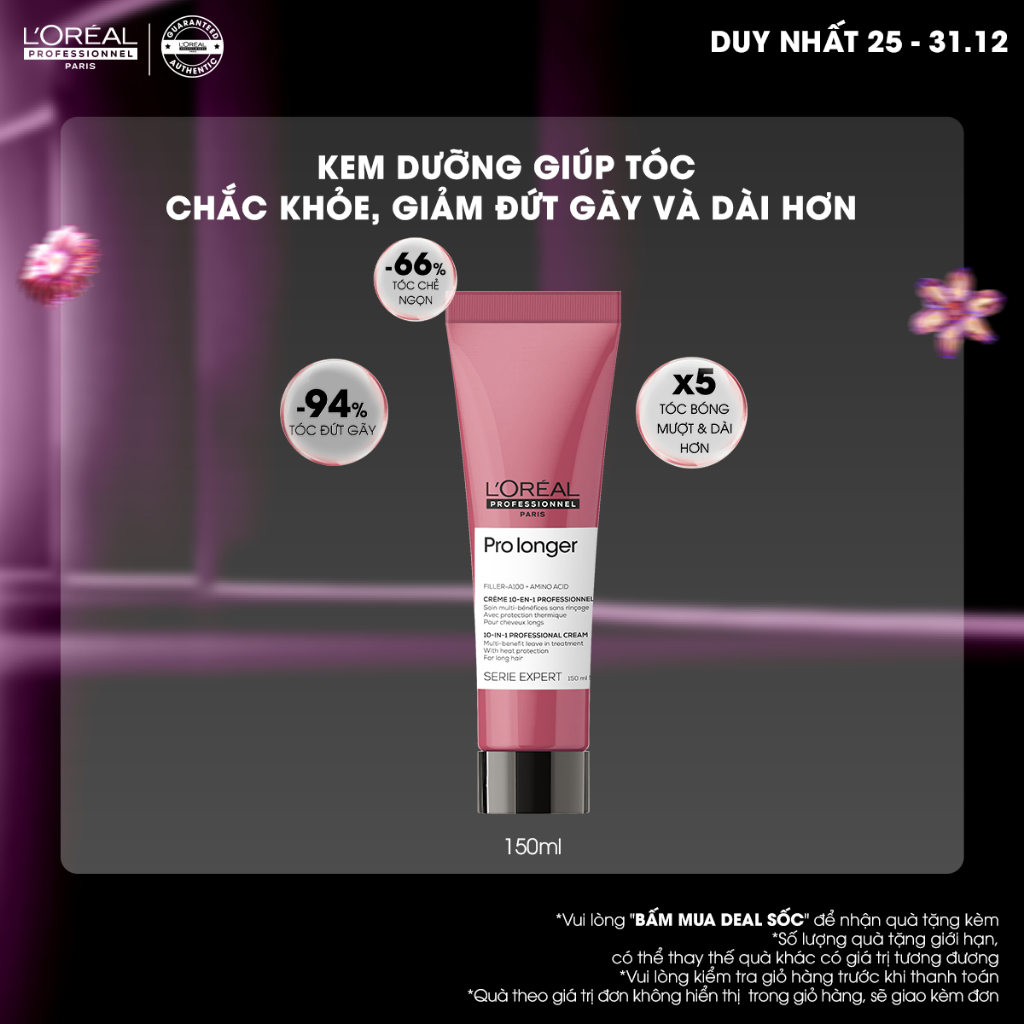 Kem dưỡng tóc 10 trong 1 giảm đứt gãy, chẻ ngọn và dưỡng tóc dài nhanh Pro Longer 150ml - Dành cho tóc dài, dễ đứt gãy