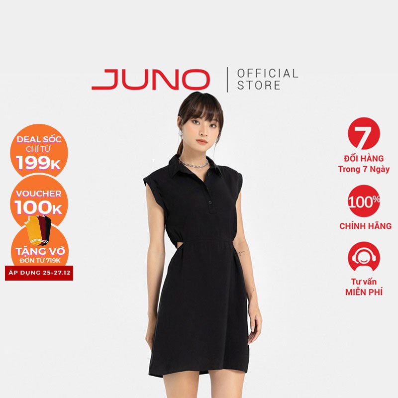 Đầm Ngắn Nữ Thời Trang JUNO Sơmi Thun Eo JNDLU014