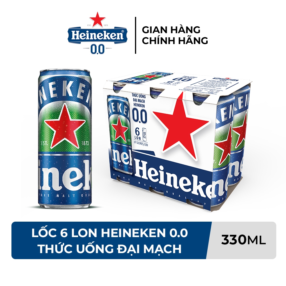 HỎA TỐC HCM - Lốc 6 lon Thức uống đại mạch Heineken 0.0 330ml/lon