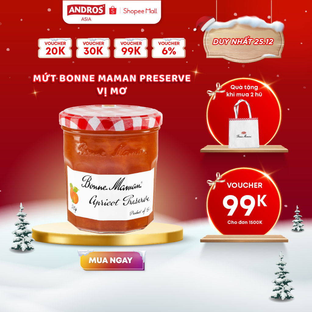 Mứt Bonne Maman Preserve Mơ - Hũ 370g