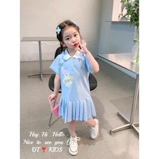 Váy polo thỏ đuôi cá 2 màu hồng xanh cho bé gái