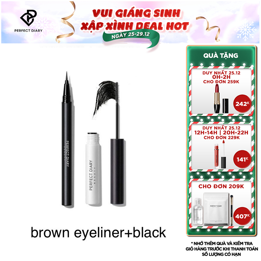 Set Mascara Chuốt Mi 4.5g+Bút Kẻ Mắt Perfect Diary 4.5g