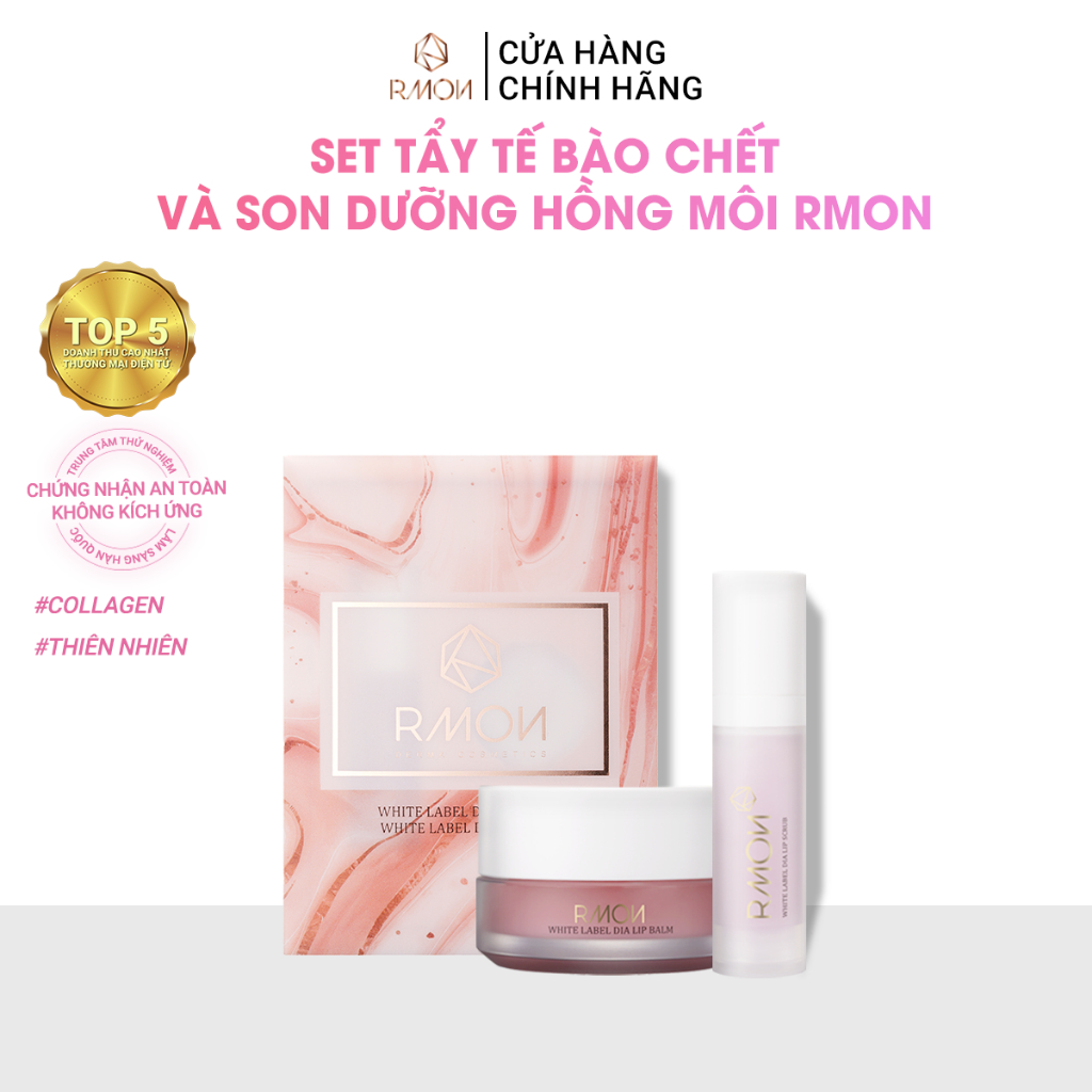 Set Tẩy Da Chết Môi Và Dưỡng Môi Rmon White Label Dia Lip Scrub & Lip Balm Của Hàn Quốc 8g +10ml