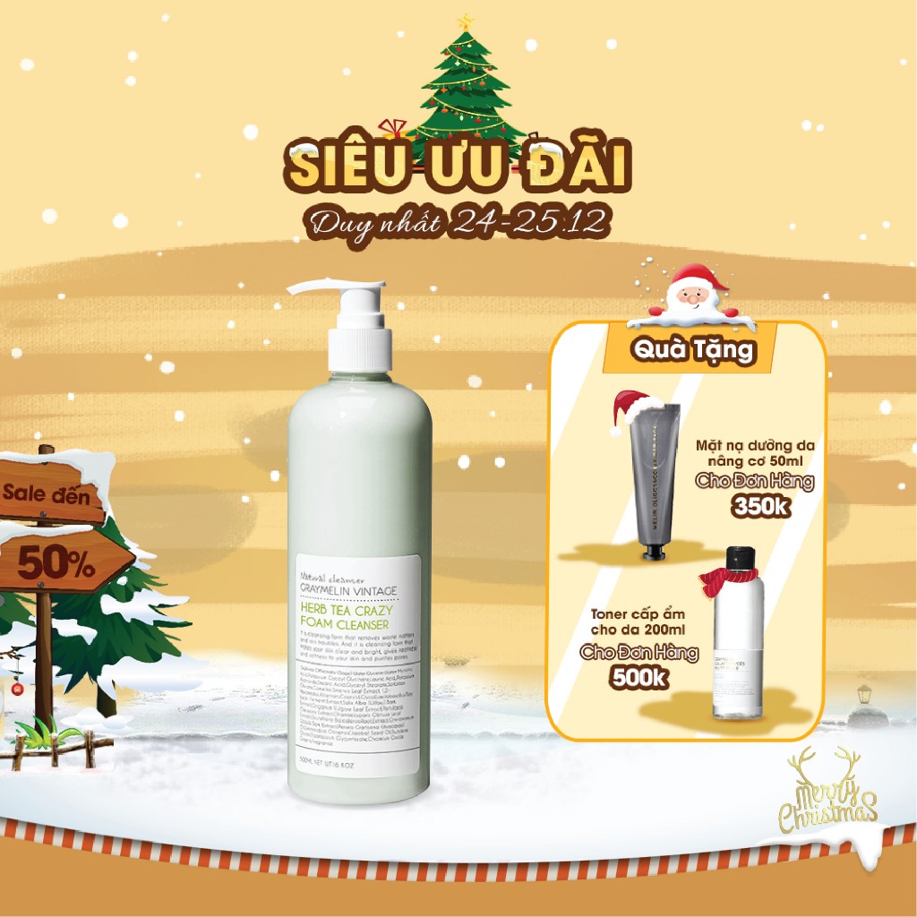 Sữa Rửa Mặt Chiết Xuất Trà Xanh Graymelin Green Tea Crazy Foam Cleanser 500ml