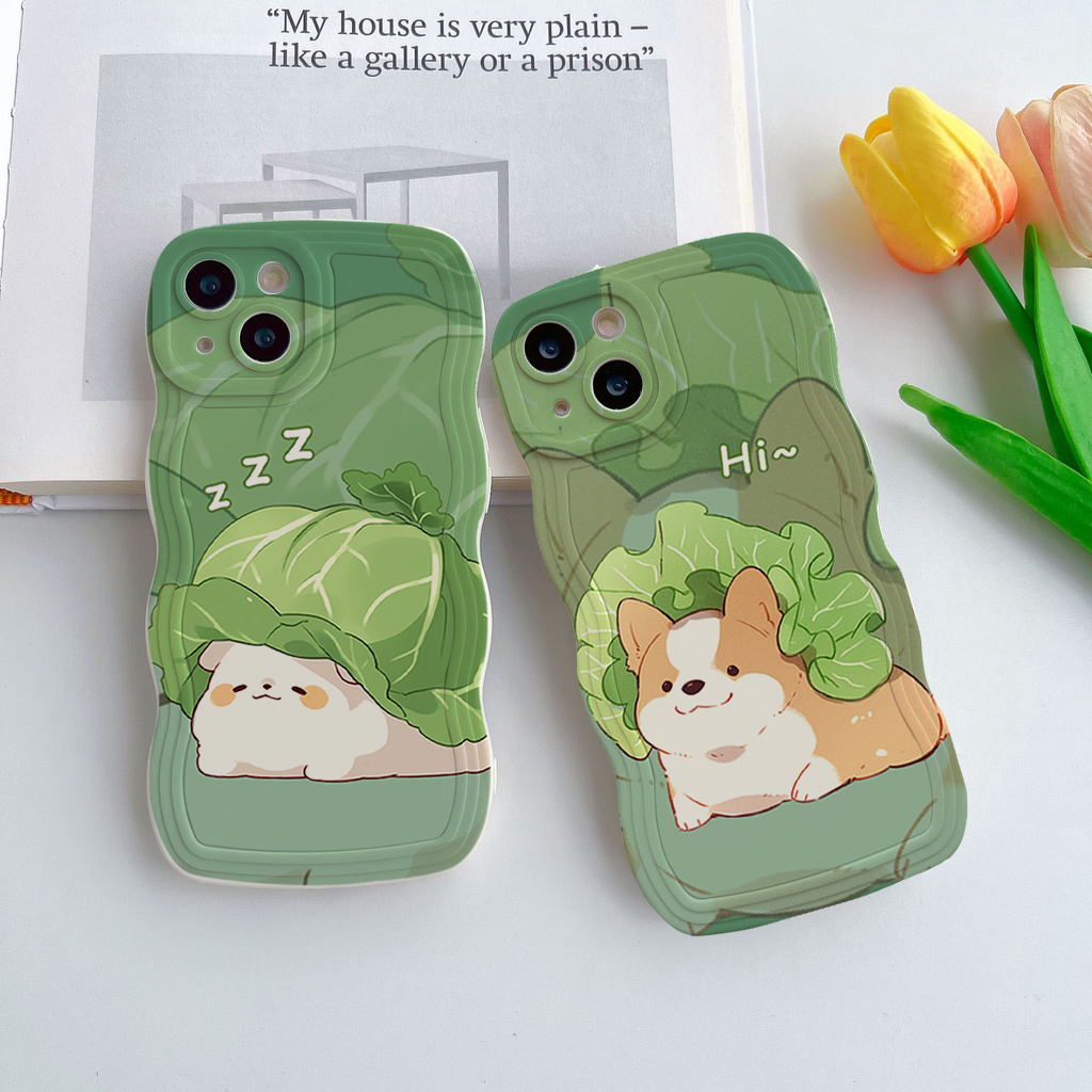 ỐP IPHONE cặp đôi cún mèo xanh green dễ thương viền gợn sóng Iphone 6/6s/7/8plus/X/XS/11/12/13/14/15 Pro Plus Max