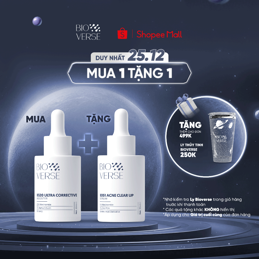 Tinh Chất Niacinamide 20% Sáng Da Mờ Thâm Bioverse B320 Ultra Corrective Booster 30ml
