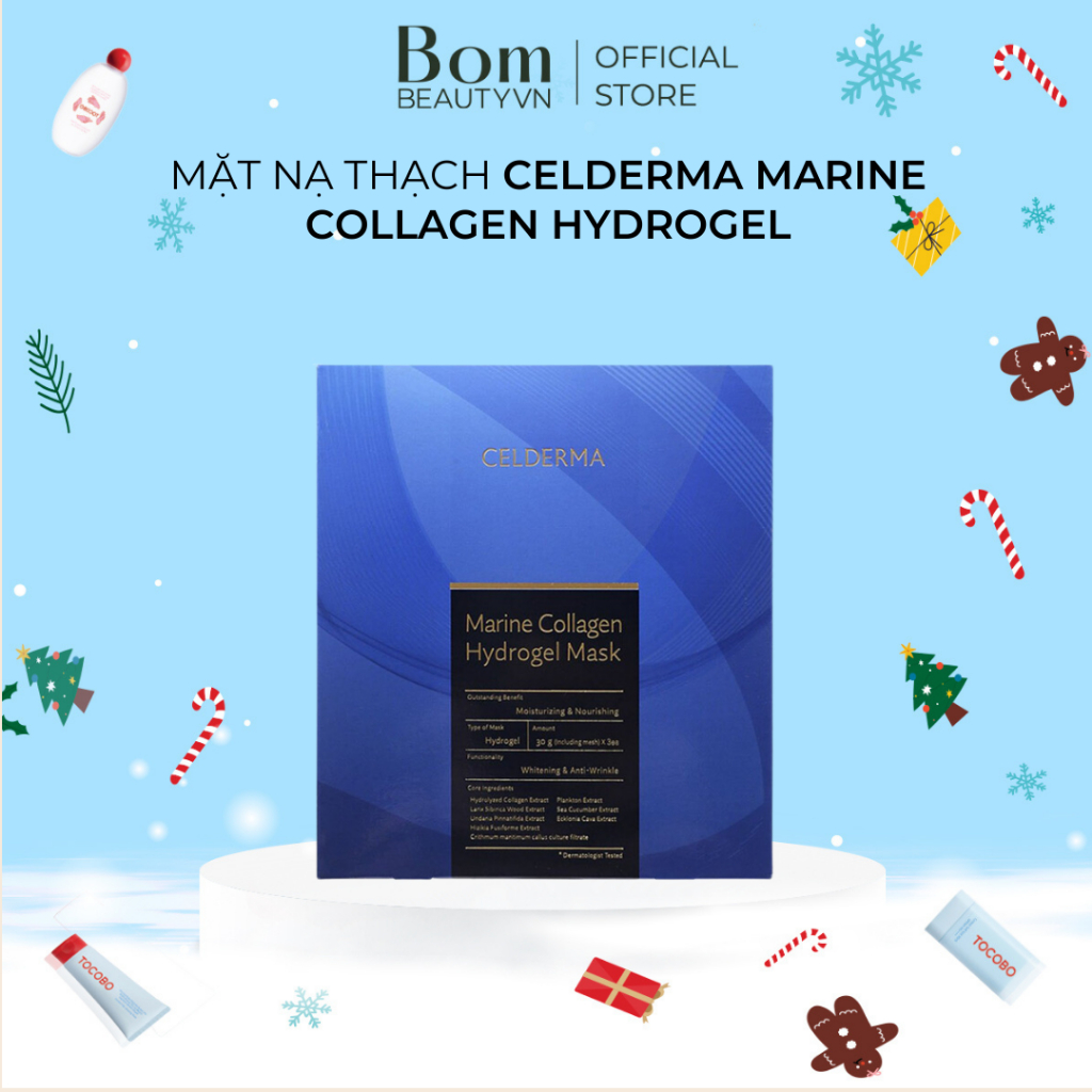 Mặt nạ thạch Celderma Marine Collagen Hydrogel Mask - Bom Beauty VN phân phối chính hãng( 05/2026)