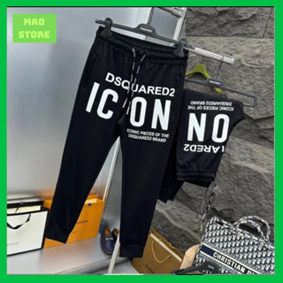  Quần Jogger Dài Nam Dsq2 Nỉ Da Cá Den Trơn In Chữ ICON Trắng Đùi Ống Bo Cạp Chun Dành Cho Anh Em Boy Phố Đi Học Đi Chơi 