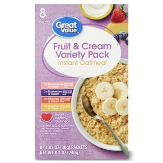Yến mạch ăn liền vị trái cây và kem sữa - Great Value - 240gr