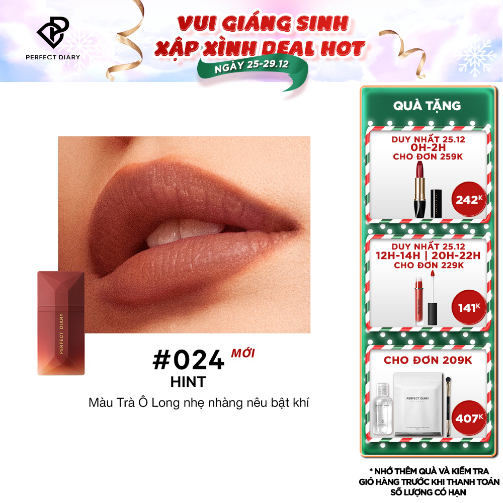 Son kem Perfect Diary ReadMe Lip Veil chất kem nhung lì lâu trôi 14 màu sắc tùy chọn 4g (Màu mới về-New)