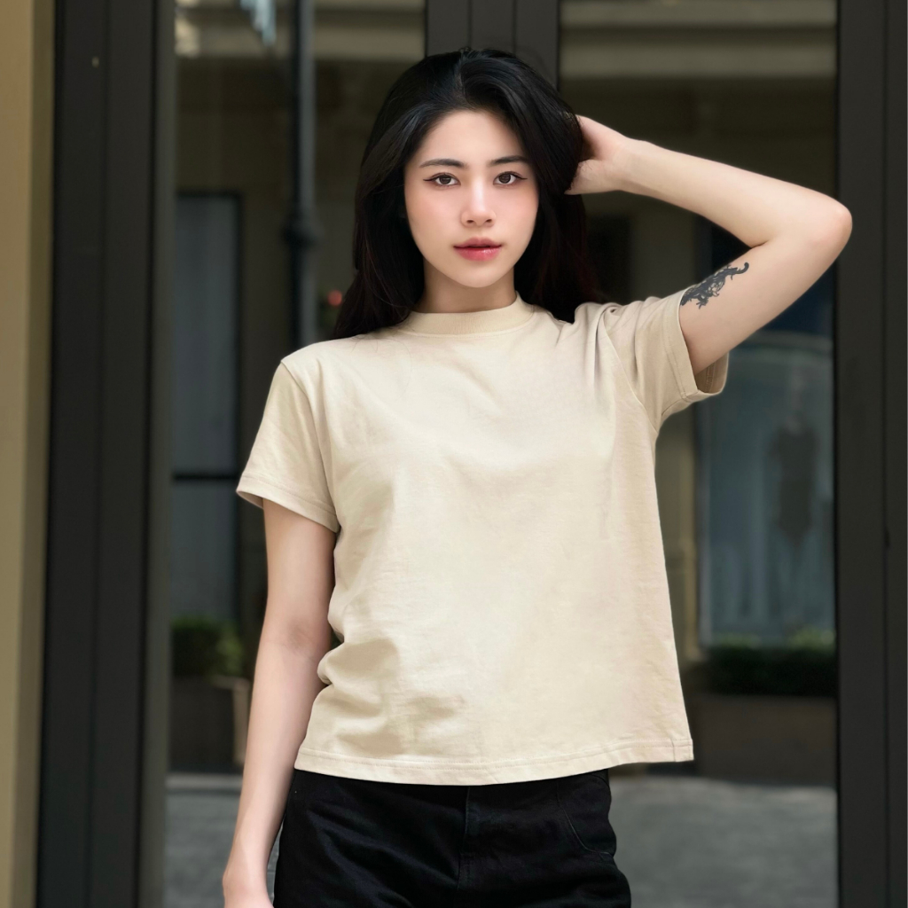 Áo baby tee trơn Coolme, áo thun babytee basic 100% cotton 250gsm local brand hồng be trắng đen