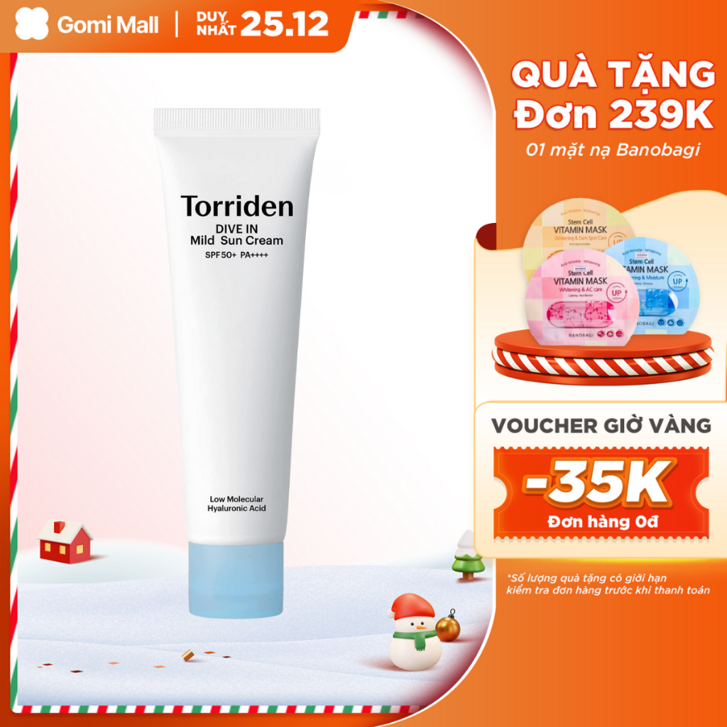 Kem chống nắng khoáng chất bảo vệ da khỏi tia UV Torriden DIVE IN Mild Sun Cream 60ml  Gomi Mall