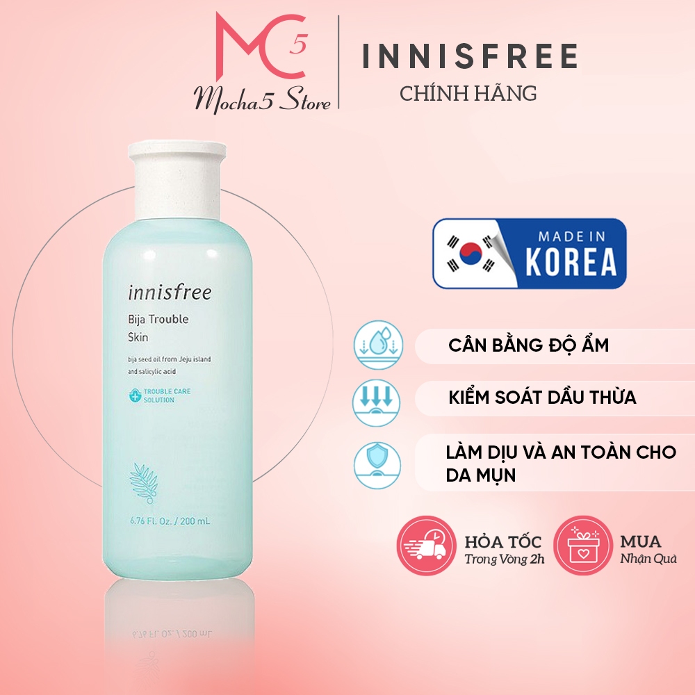 Nước Hoa Hồng Cho Da Dầu, Da Mụn INNISFREE Jeju Bija Anti Trouble Skin NHH 200ml
