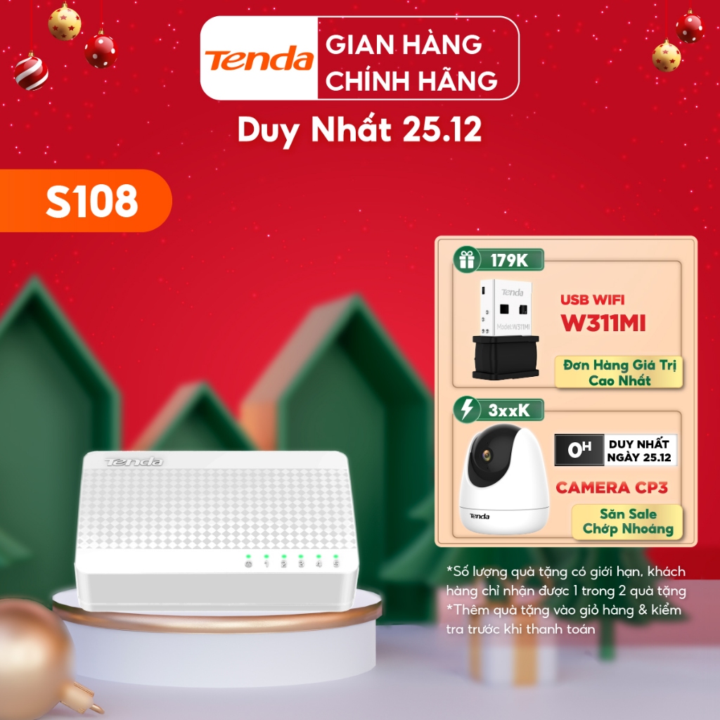 Tenda Bộ chia mạng Switch S108 8 cổng Ethernet - Hãng phân phối chính thức