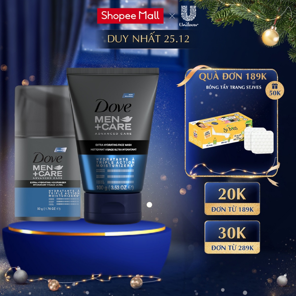 Combo sữa rửa mặt 100G & kem dưỡng 50G Dove Men+Care cấp ẩm