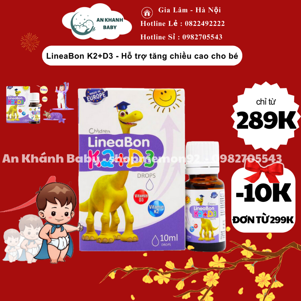 LineaBon K2+D3 - Bổ sung vitamin K2, D3. Tăng cường hấp thu canxi tối đa (Lọ 10ml)[ DATE MỚI NHẤT, QUÀ TỰ CHỌN