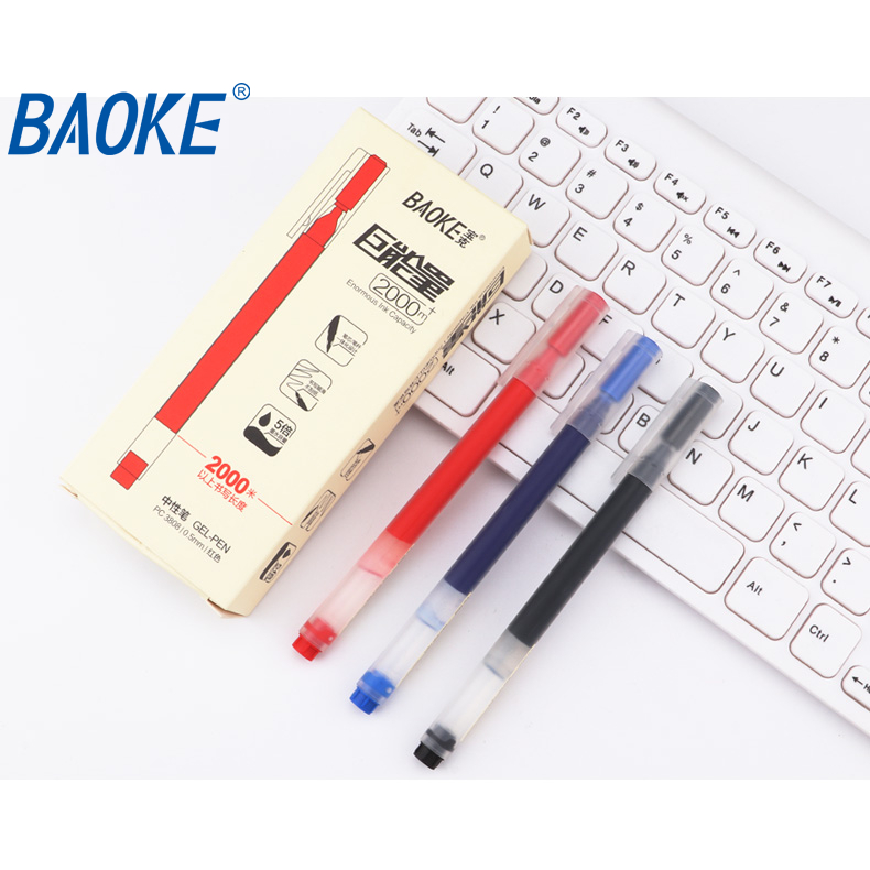 Combo Bút gel Baoke công nghệ mực liên thân mới - PC3808 - viết dài tới 2000m - vô địch về mực - Ngò