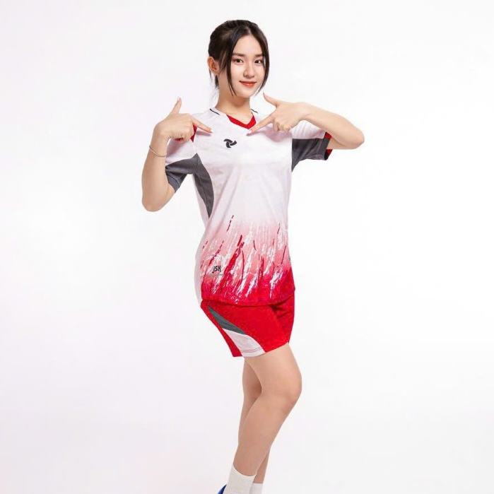 Just Play JSX trắng đỏ, quần áo bóng đá thiết kế, đồ đá banh không logo, in áo bóng đá theo yêu cầu, HUNGSPORT TN