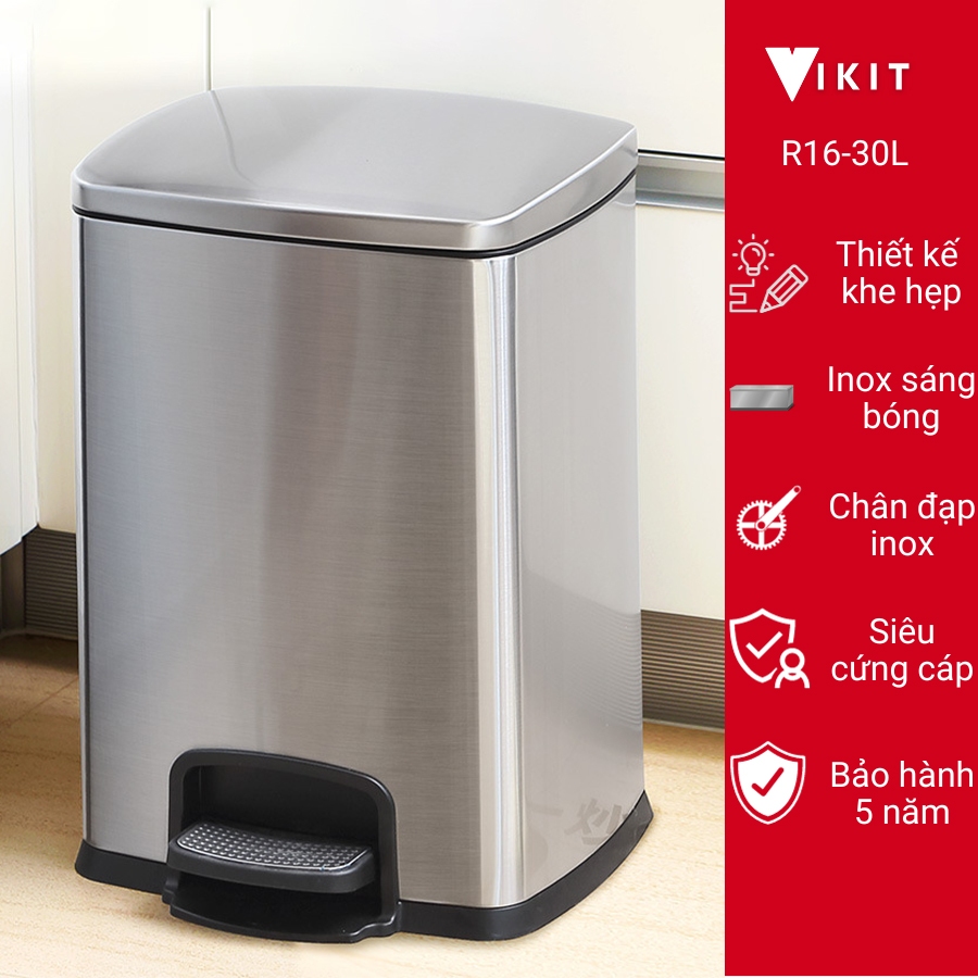 [30L] Thùng rác đạp chân 30L chất liệu INOX 304 cao cấp nhất