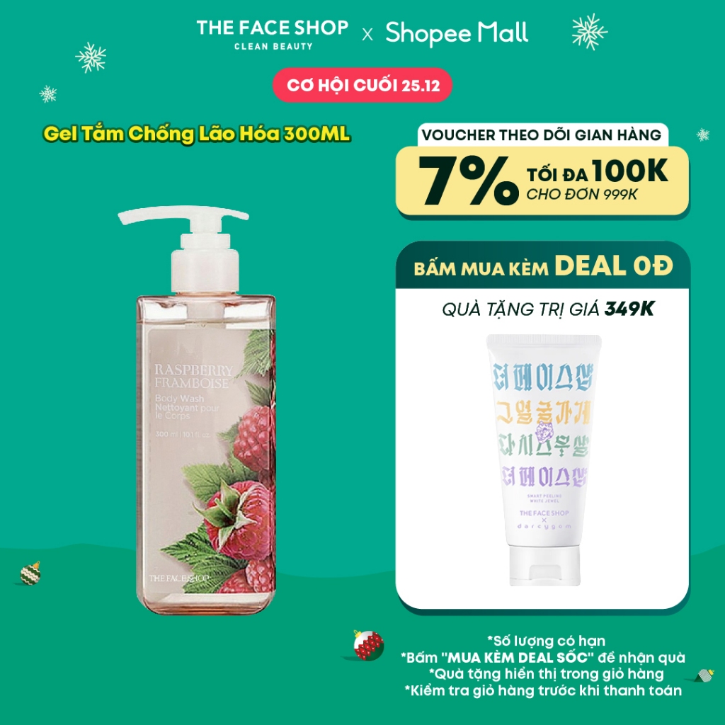 Gel Tắm Chống Lão Hóa TheFaceShop Raspberry Body Wash 300ml