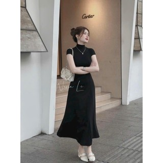 Đầm Cổ Lọ Gân Xòe Sang Chảnh (Tăm Trung) Hỏa Tốc YK053