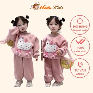 Bộ nỉ cho bé gái hàng đẹp, bộ quần áo thu đông cho bé 10-30kg Set đồ đông cá tính cho bé gái Hadukids