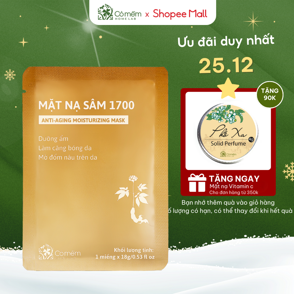Mặt nạ dưỡng da Sâm 1700 dưỡng ẩm ngừa lão hoá da Cỏ Mềm 18g