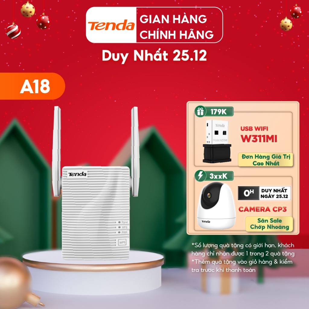 Tenda Bộ kích sóng Wifi A18 Chuẩn AC 1200Mbps - Hãng phân phối chính thức