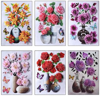 (siêu rẻ) Tranh dán tường sẵn keo hình hoa nổi 3D, decal hoa dán tường 3D