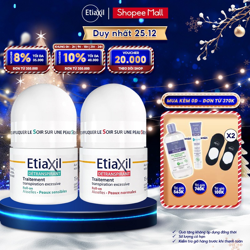 Combo 2 Lăn Khử Mùi Ngăn Mồ Hôi Etiaxil 15ml