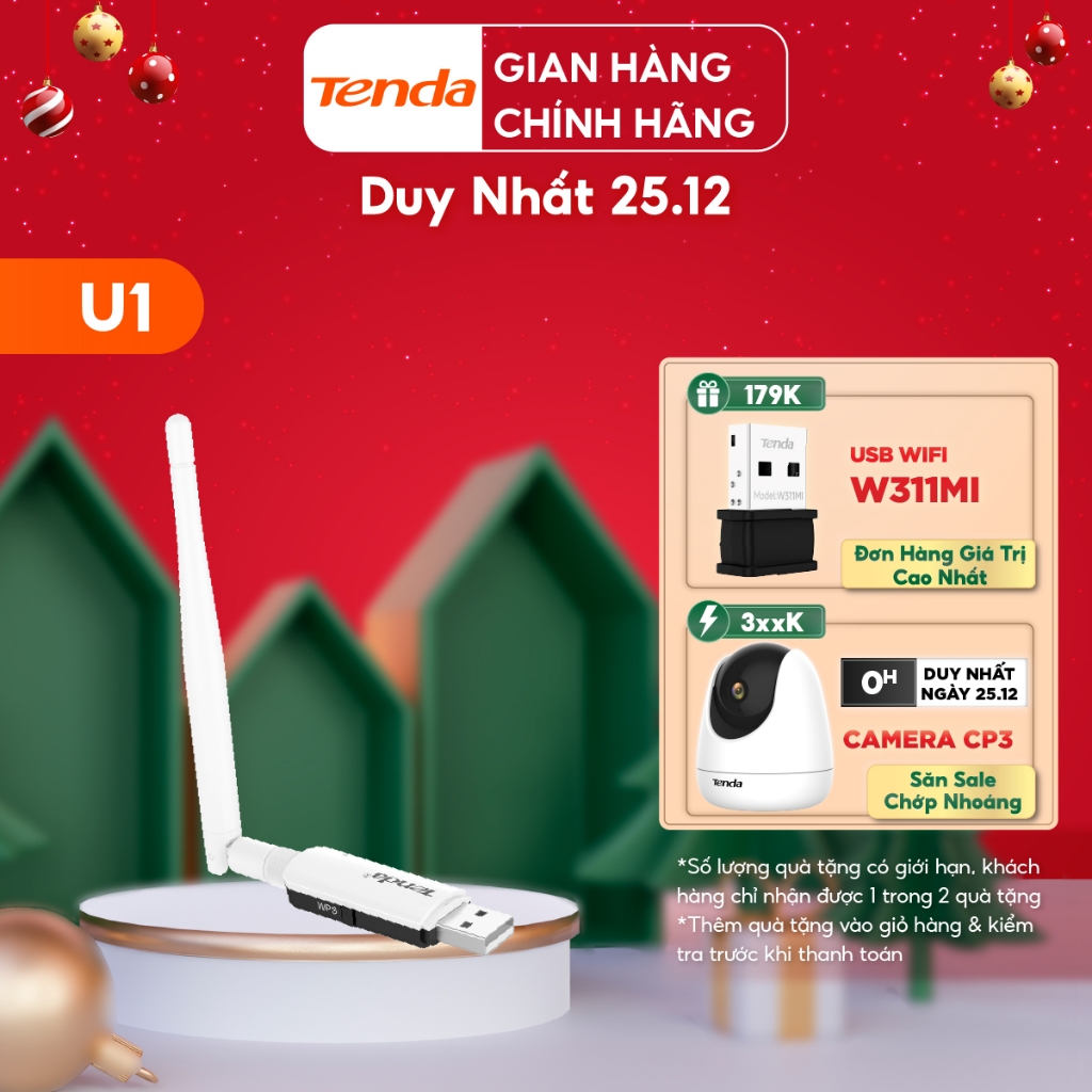 Tenda USB kết nối Wifi U1 tốc độ 300Mbps - Hãng phân phối chính thức