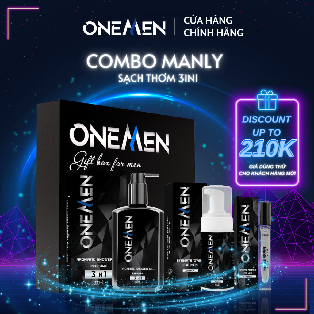 Combo Đặc Biệt Dành Cho Nam Giới Onemen: Bọt Vệ Sinh Nam + Sữa Tắm OneMen + Nước Hoa Cho Nam Perfume