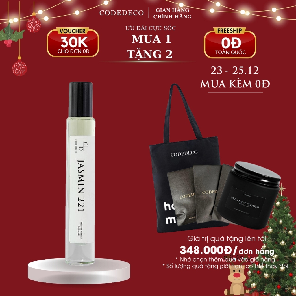 Tinh dầu thơm CODEDECO Jasmin 221 chai dạng lăn 10ml, tiết kiệm tiện lợi