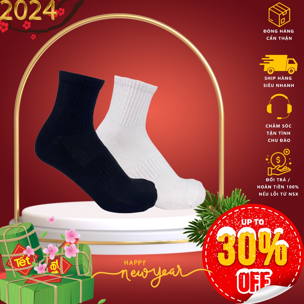 Tất Vớ Uniqlo Cổ Trung Rẻ Xịn Dày Mịn Trắng Đen Trơn Cotton 4 Chiều Mang Giày Thể Thao Nam Nữ Unisex Just & Do