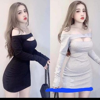 đầm trễ vai hở ngực tay dài bigsize 40-120kg dáng ngắn[D09]