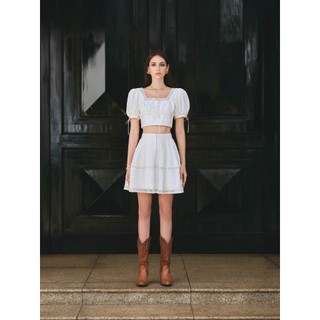 MAVEN - Chân váy trắng xoè phối ren Amy Skirt