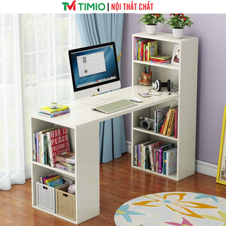Bàn làm việc bàn máy tính gỗ kèm kệ sách tiện lợi thương hiệu TIMIO - TP04