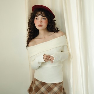 Bleubird áo nỉ nhung trễ vai off shoulder top