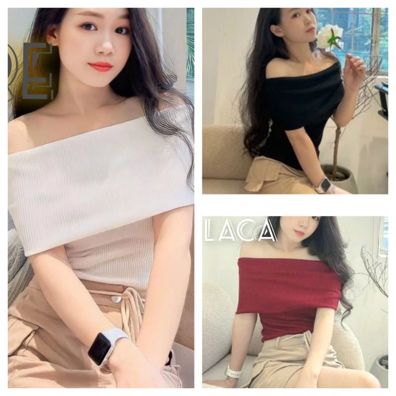 Áo trễ vai ngắn tay chất tăm xịn tôn dáng phong cách sang chảnh B11-3 thun bẹt vai