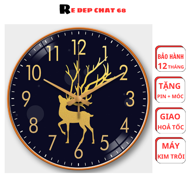 Đồng hồ treo tường tròn trang trí phòng khách, đồng hồ kim trôi, đồng hồ treo tường trang trí phòng khách đẹp giá rẻ
