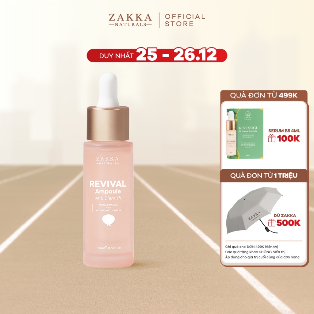 Tinh chất (Serum) Zakka Naturals Revival Ampoule Anti Blemish 10% Niacinamide + NAG 15ml