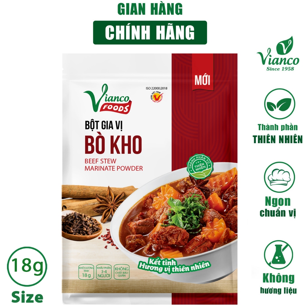 Combo 3 Gói Bột Gia Vị Chuẩn Nấu Bò Kho Vianco - Việt Ấn 18gr Tiện Lợi Dễ Sử Dụng