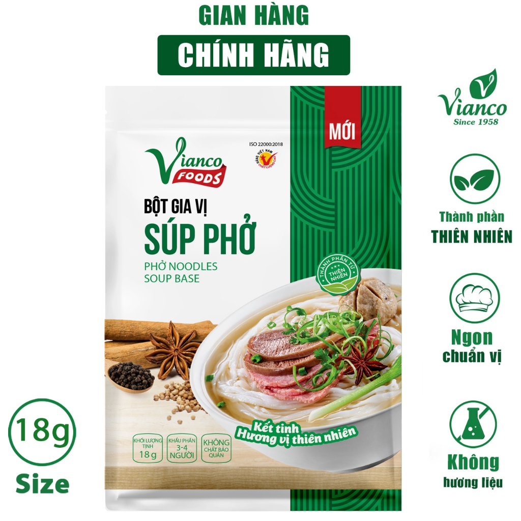 Combo 3 Gói Bột Gia Vị Chuẩn Nấu Phở Vianco - Việt Ấn 18g/Gói Tiện Lợi Dễ Sử Dụng